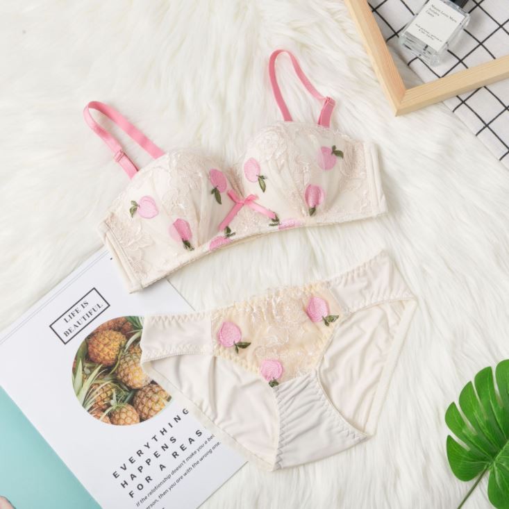 Bộ Đồ Lót Không Gọng Có Đệm Ren Quả Ngang Fruit Mặc Được Không Dây S205 | BigBuy360 - bigbuy360.vn