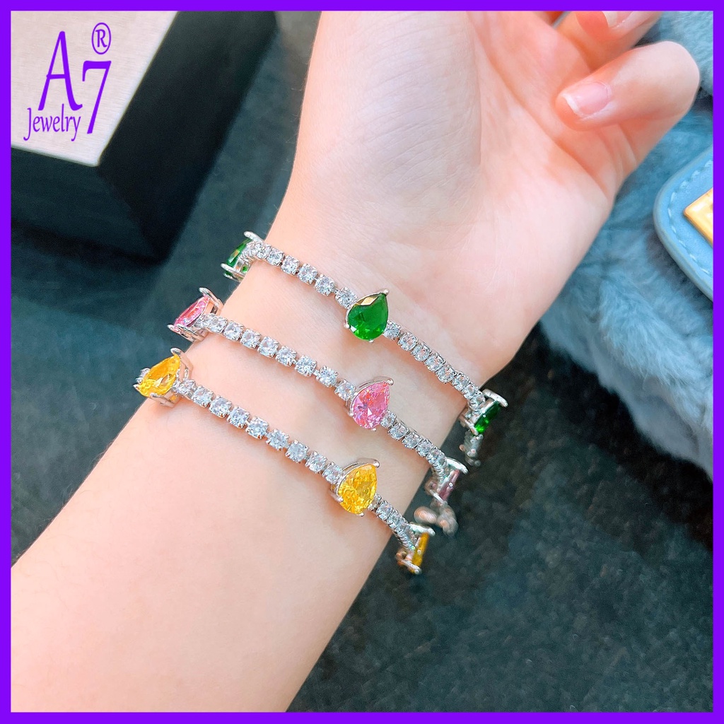 Vòng Đeo Tay A7 S925 Bằng Sợi Carbon Màu Bạc/Hồng Ngọc Lục Bảo Đính Đá Ruby/Màu Vàng/Hồng Ngọc Zircon
