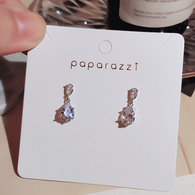 Khuyên tai JIUDUOLAN mặt hình giọt nước đính đá zircon nhân tạo phong cách Hàn Quốc sang trọng thanh lịch cho nữ