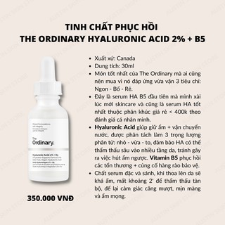 Tinh chất phục hồi the ordinary hyaluronic 2% + b5 serum 30ml