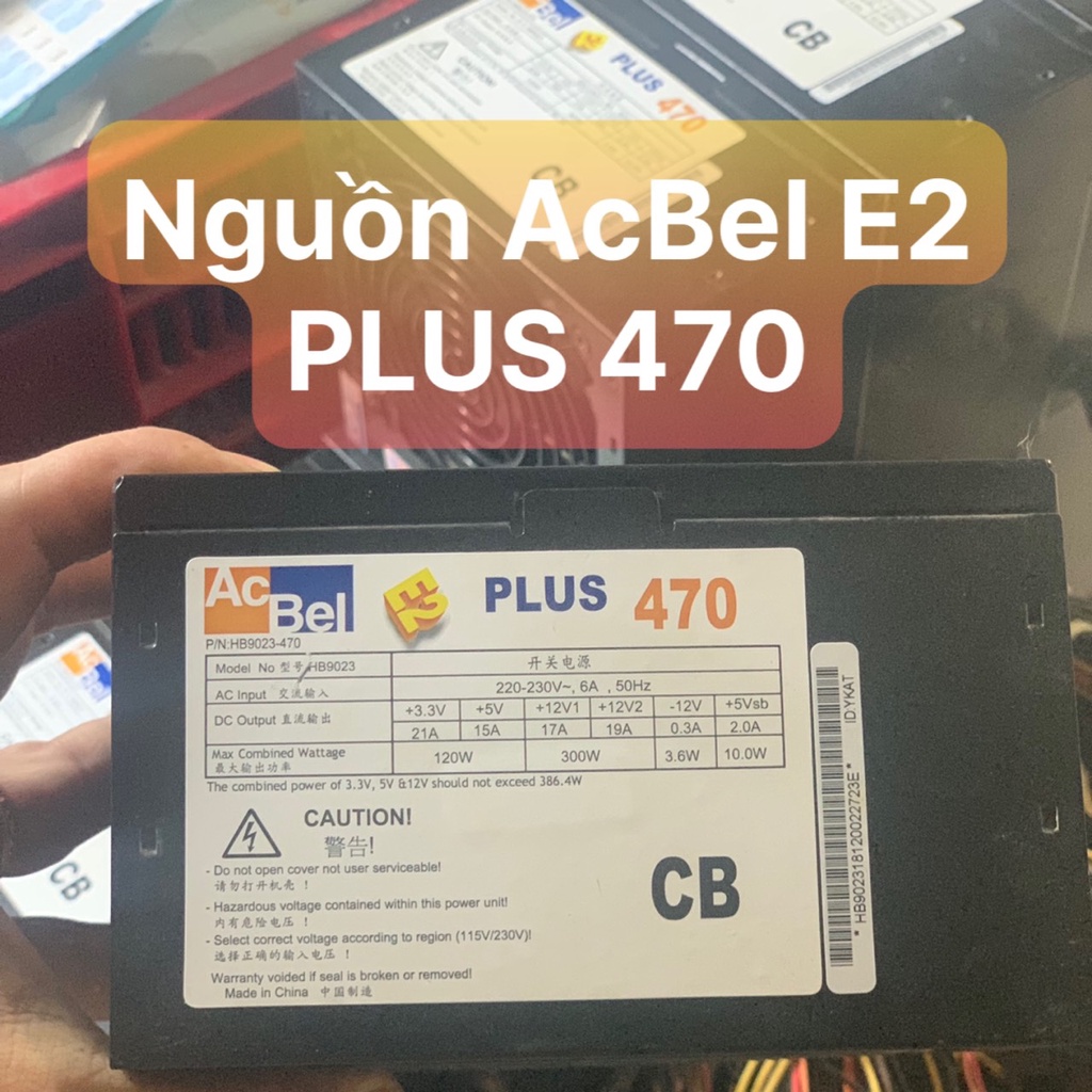 UPS N Guồn AcBel E2 FLUS 470 Có 8P vga và 8P Cpu, Dây Rất Dài Màu Đen - Vi Tính Bắc Hải