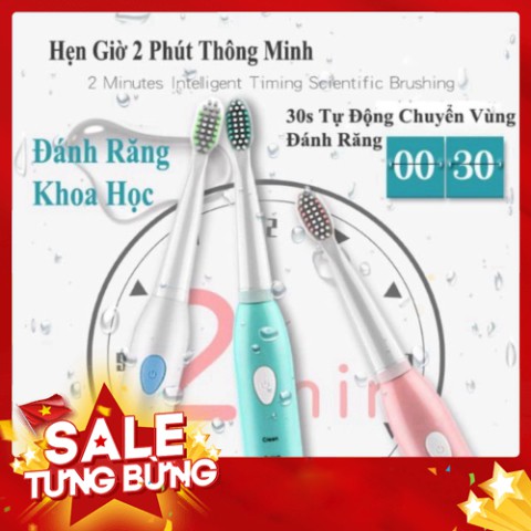 [FREE SHIP] BÀN CHẢI ĐÁNH RĂNG ĐIỆN dùng pin sạc SÓNG ÂM 5 CẤP ĐỘ thông minh cao cấp