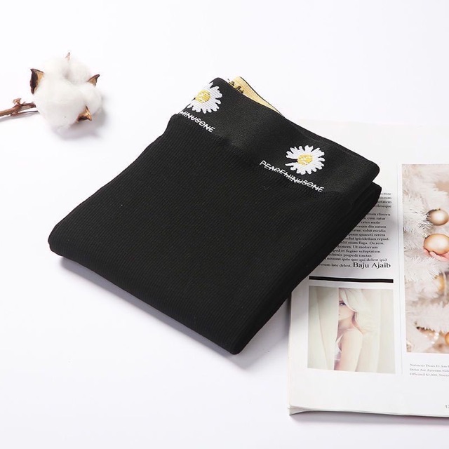Quần Legging Len Tăm Free size Tôn Dáng Phối Hoa Cúc