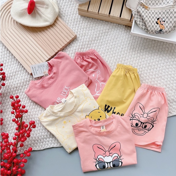 Đồ Bộ Cotton 4 Chiều In Họa Tiết Hoạt Hình Phối Cổ Tròn Cho Bé Trai Bé Gái  Từ 1 - 6 Tuổi MINTSCLOSET - DB8033