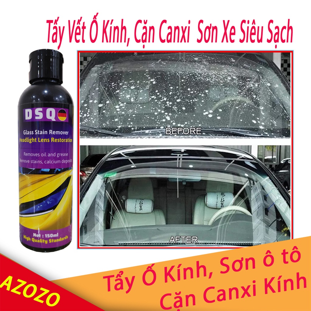 Tẩy Cặn Canxi - Tẩy Ố Kính Ô tô - Làm Sạch Kính Xe Bị Ố Mốc, Mờ Đục - Giúp Tăng Tầm Nhìn, An Toàn - AZOZO