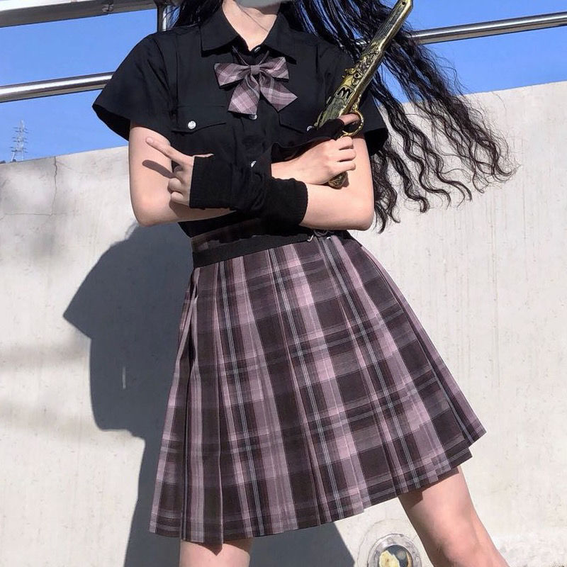 Chân váy xếp ly caro JK đồng phục học sinh xếp ly đáng yêu cho nữ