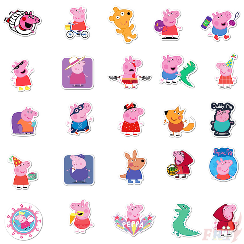 Bộ 100 miếng sticker hình nhân vật phim hoạt hình TV Peppa Pig Series A chống nước thời trang tự thiết kế