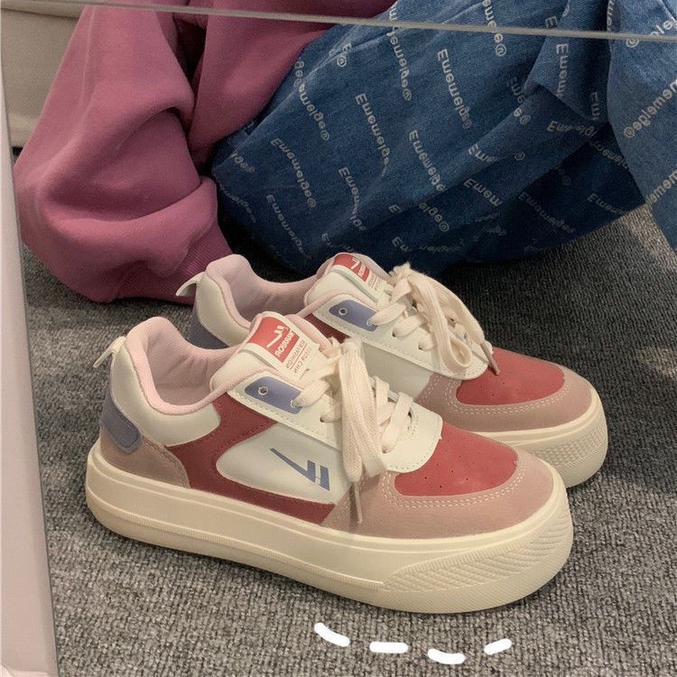 Giày Thể Thao Trắng Mũi To Phong Cách Hàn Quốc Dễ Phối Đồ Thời Trang Mùa Xuân Cho Học Sinh