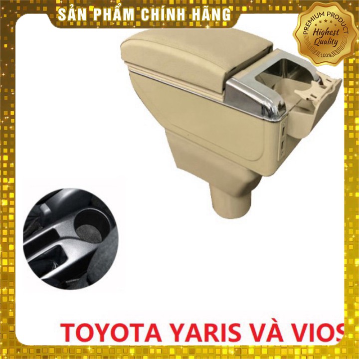 Hộp tỳ tay ô tô cao cấp Toyota Yaris và Vios tích hợp 7 cổng USB 2014- 2020: Mầu Đen và Be AD