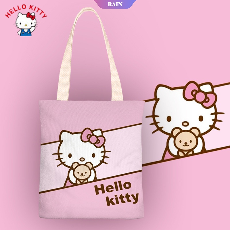 SANRIO Túi Xách Đeo Vai Bằng Vải Canvas 38Cm In Hình Hoạt Hình Dễ Thương Dành Cho Nữ