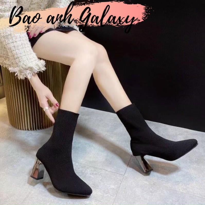 Giày bốt len đế tráng gương cao 7 phân .