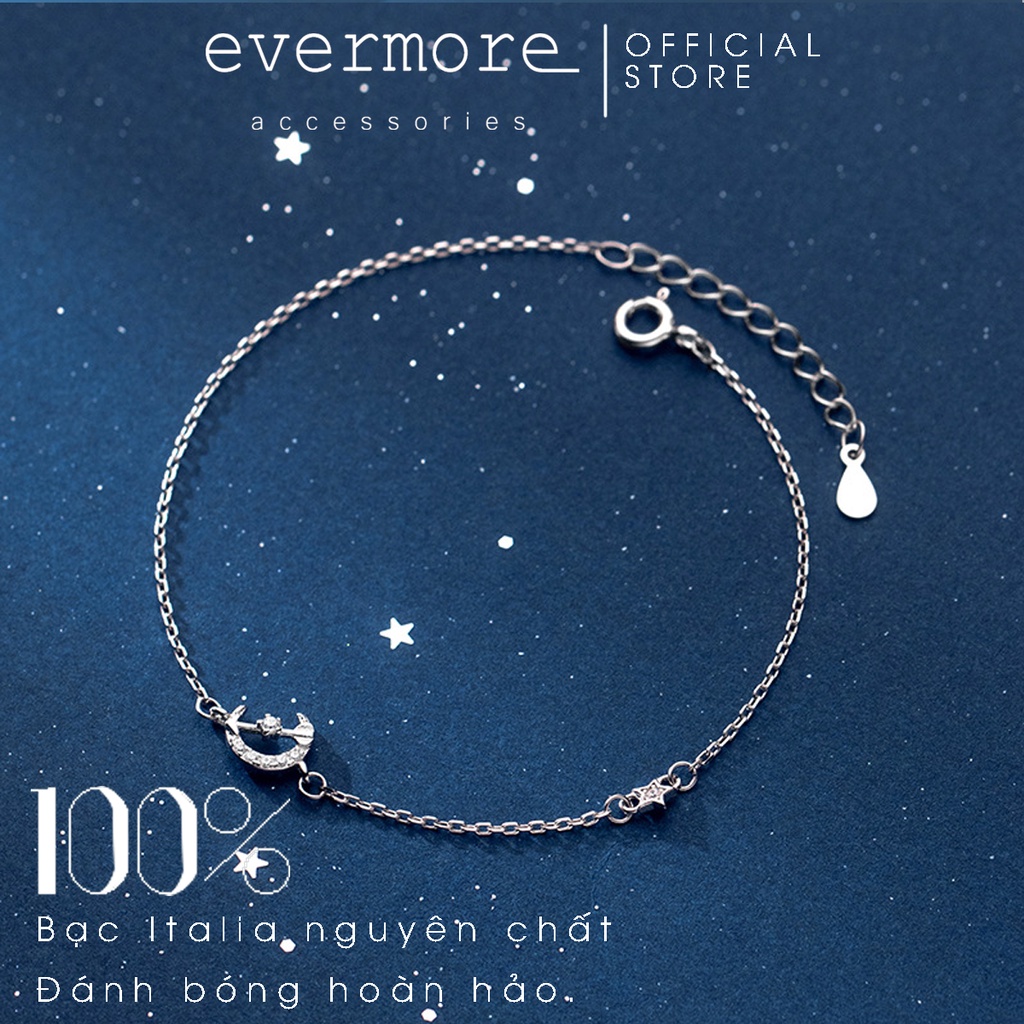 Vòng tay bạc EVERMORE, lắc tay mặt trăng non bạc Ý 925 cao cấp, phong cách minimalism, thanh lịch - L004