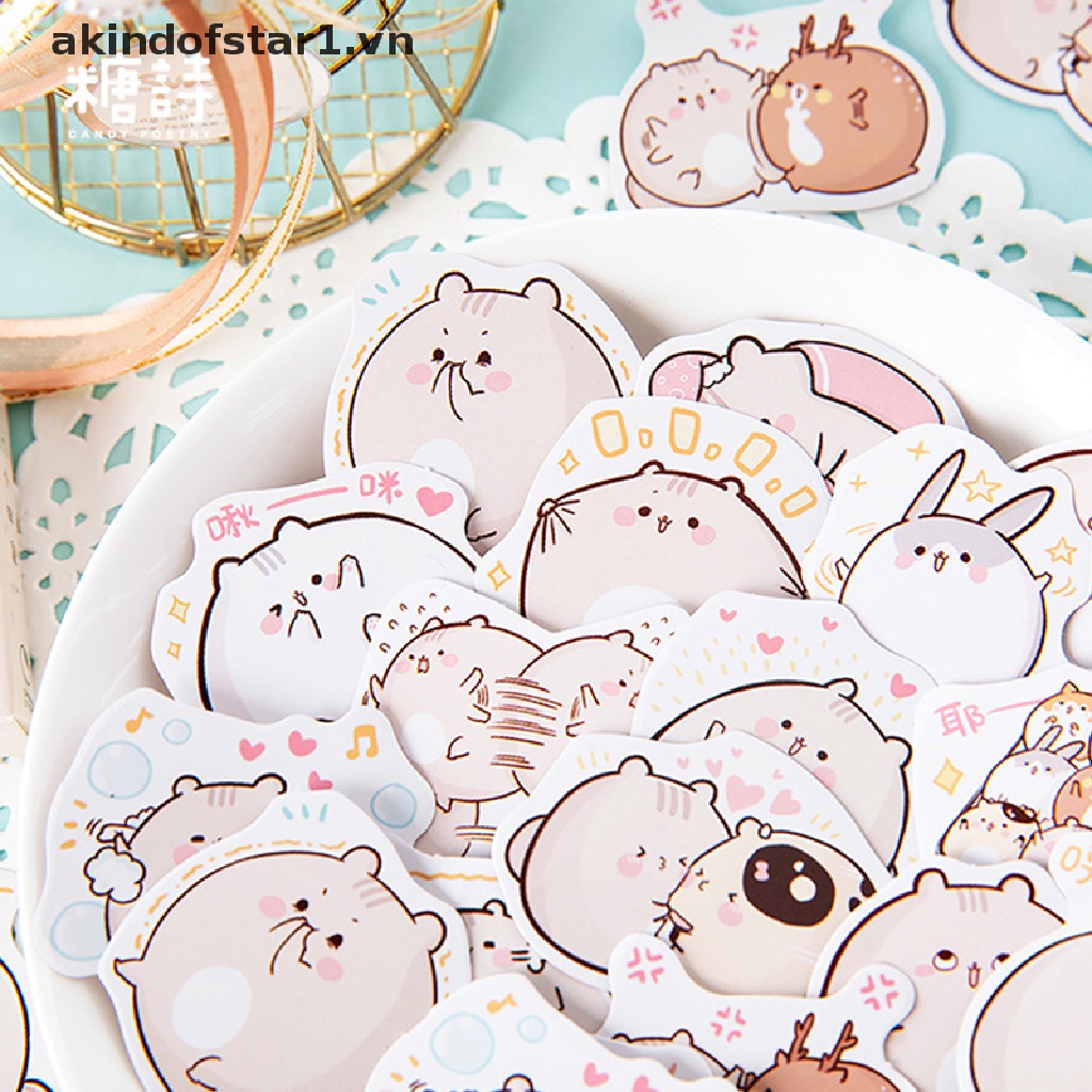 Set 45 Sticker Hình Chuột Hamster Dễ Thương Dùng Trang Trí Sổ Tay Diy