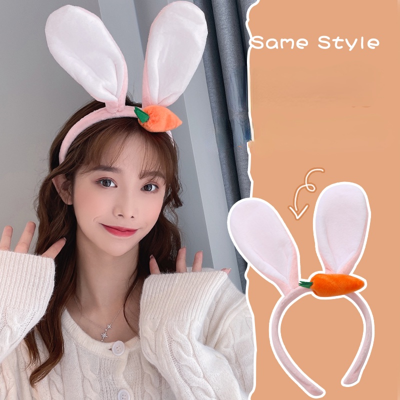 Băng Đô Cài Tóc Rửa Mặt Hình Thỏ / Cua / Ếch Nhồi Bông Dễ Thương