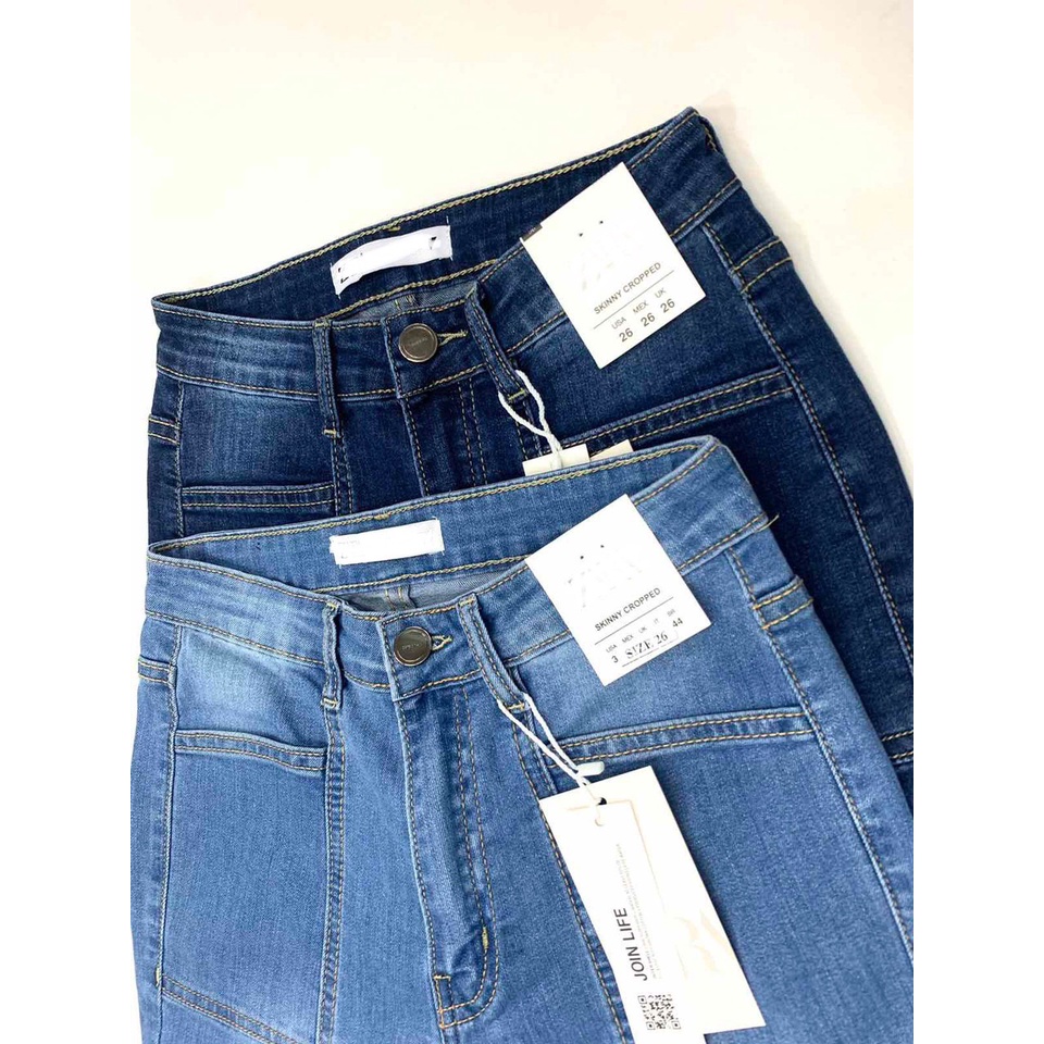 Quần baggy jean nữ lưng cao kiểu sọc, quần bò nữ ống đứng co giãn nhẹ NPQ028