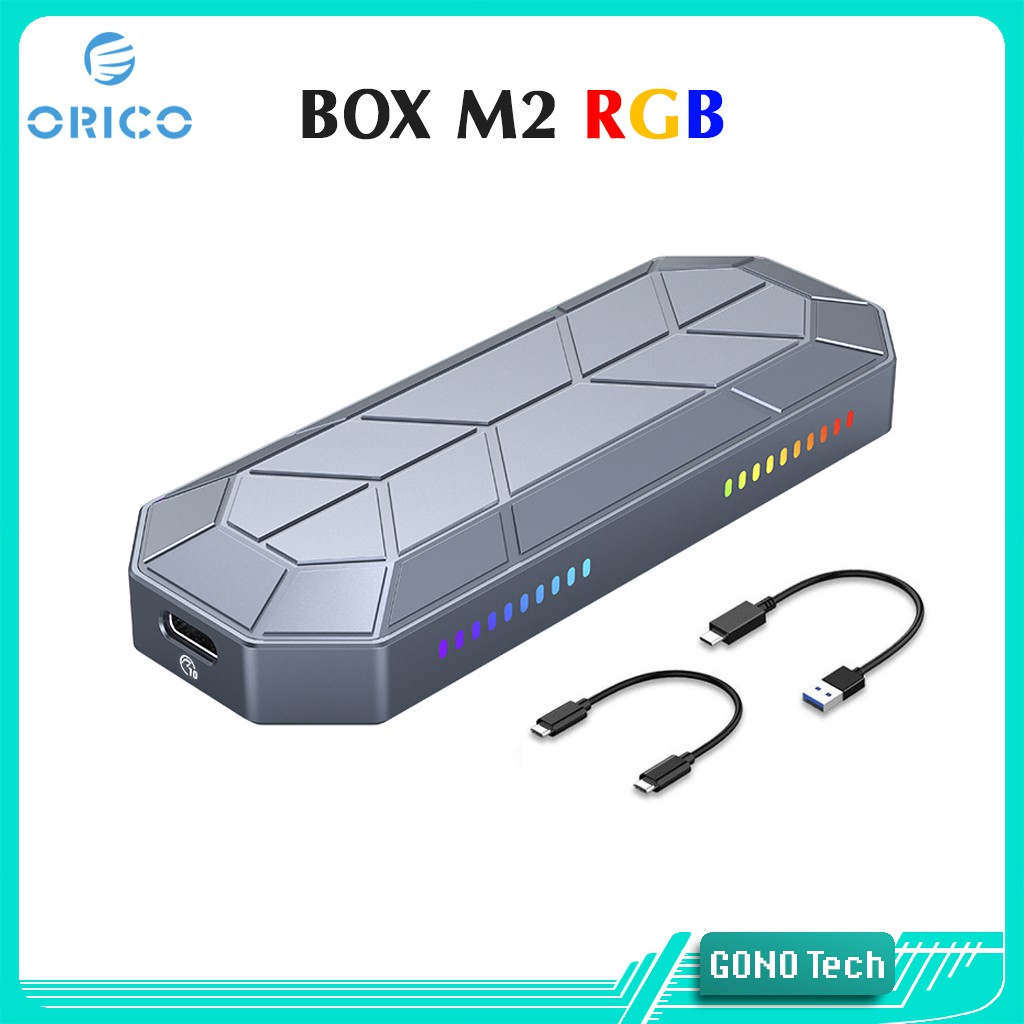 Box ổ cứng di động SSD M2 NVMe ORICO M2VG01-C3 LED RGB | Chuyển M.2 PCIe to USB 3.1 Type-C 10Gbps