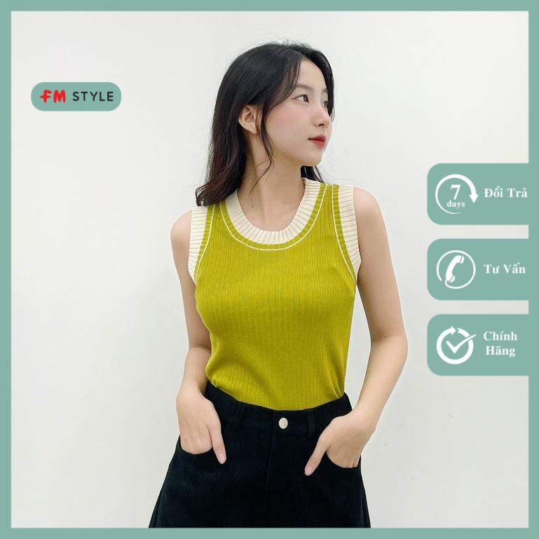 Áo cadigan nữ FM Style chất len gân sát nách cổ tròn viền thời trang ulzzang phong cách Hàn Quốc 208190007