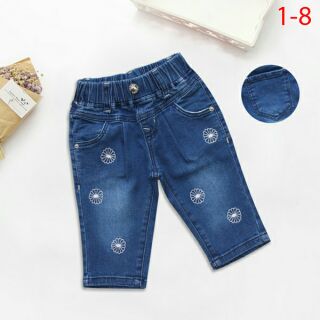 Quần jean lửng bé gái thêu Nexxi 1 và 4 tuổi