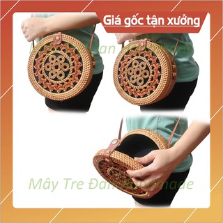 Túi Mây Tre Đan , Mặt Hoa Lõi Chữ O , Kích Thước 20x8cm