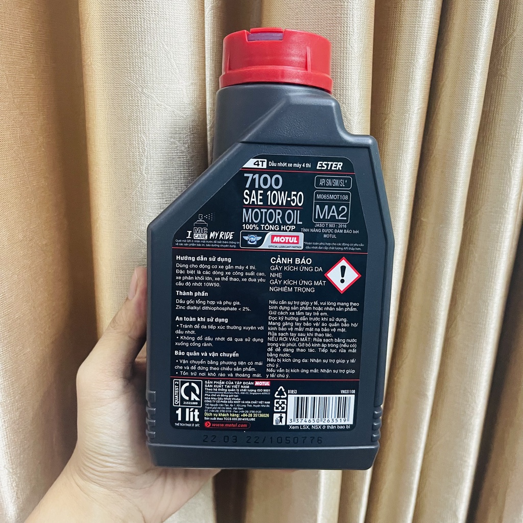 Dầu nhớt Tổng Hợp Xe số,Xe côn tay Motul 7100 10W50 - CHÍNH HÃNG