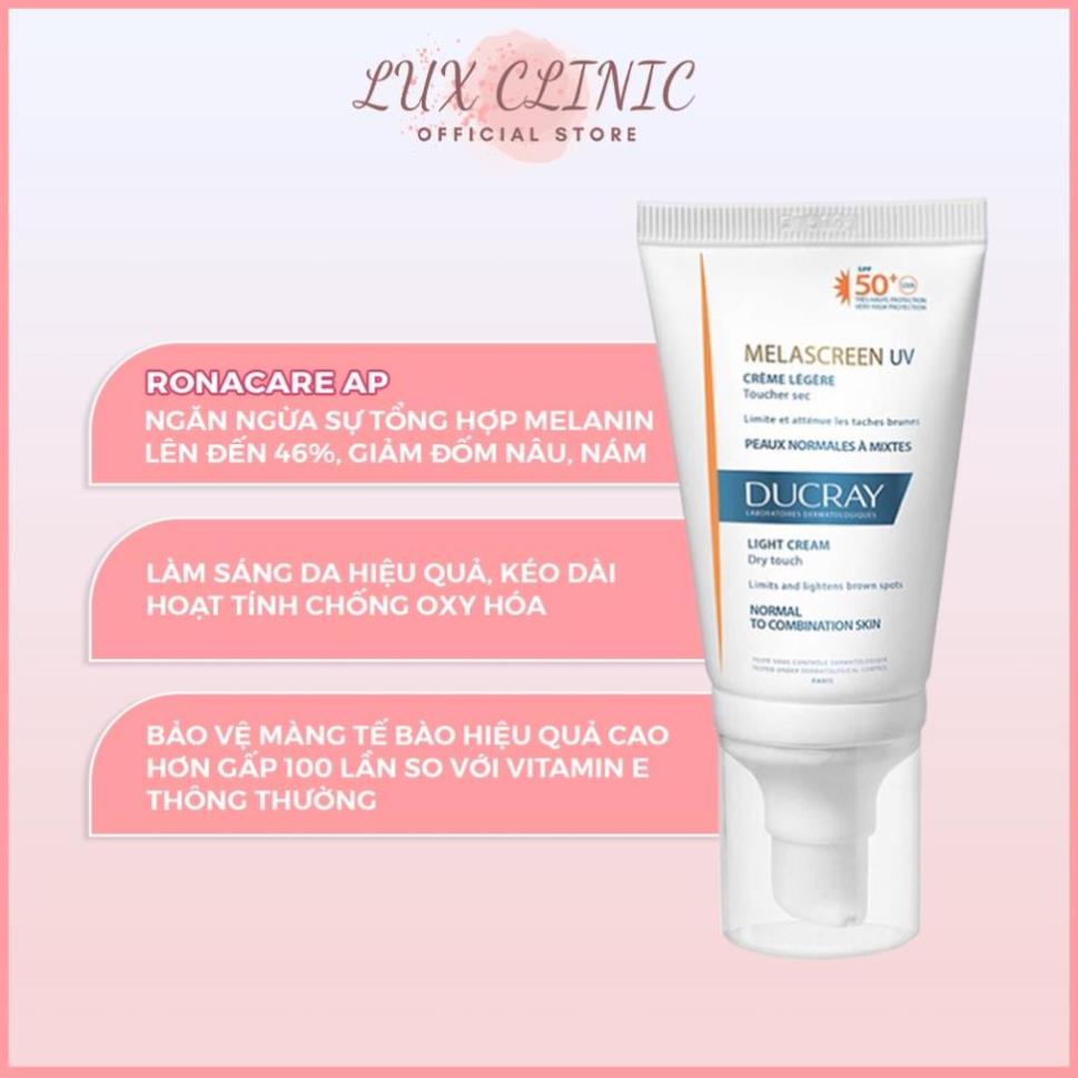 Kem chống nắng Ducray Melascreen UV Light Cream SPF 50+ bảo vệ da khỏi tia UVA, UVB 40ml