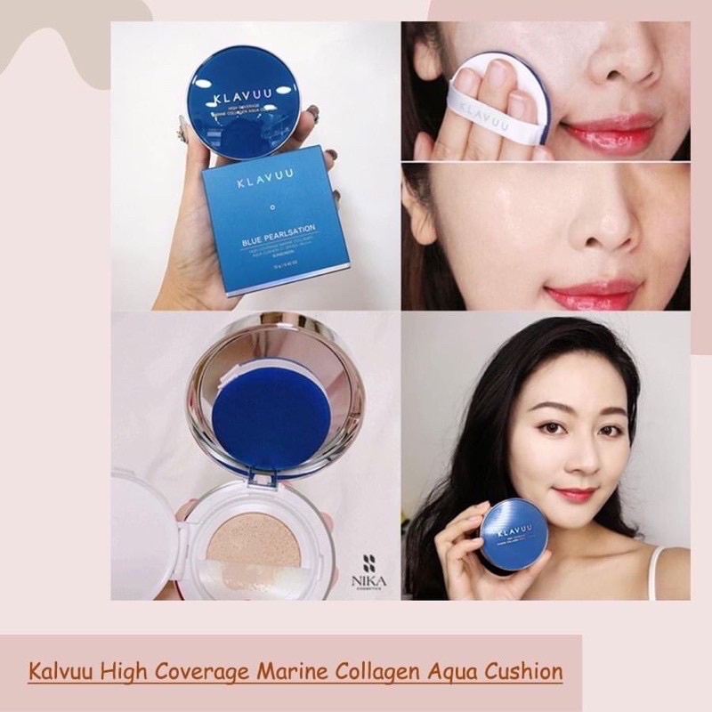 Phấn nước Klavuu Blue Pearlsation High Coverage Marine Collagen Aqua Cushion