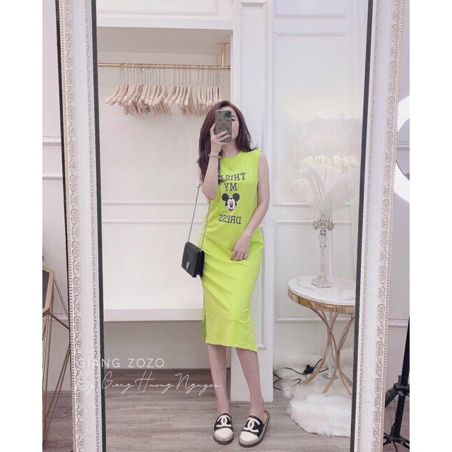 váy suông sát nách in đầu mickey 5 màu hot hit kèm ảnh thật | BigBuy360 - bigbuy360.vn