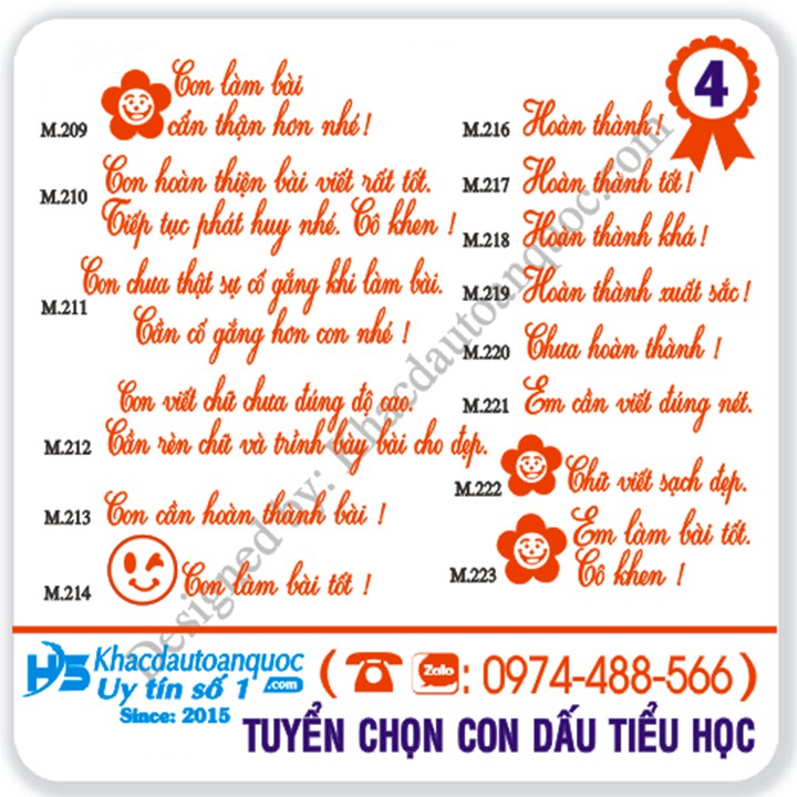 [M4.209-M4.223] Con dấu nhận xét học sinh tiểu học