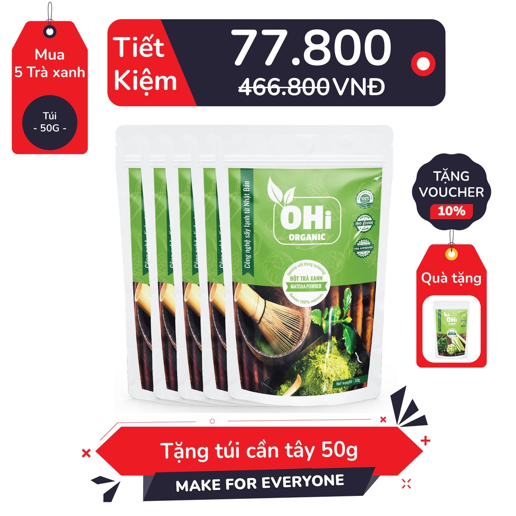 Bột matcha trà xanh, bột làm bánh, đắp mặt, từ 100% trà xanh nguyên chất