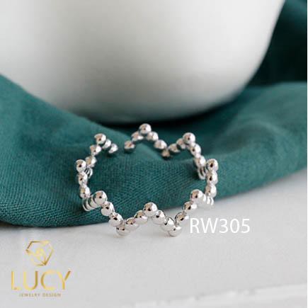 RW305 NHẪN CUFF BẠC Ý 925, XI VÀNG TRẮNG