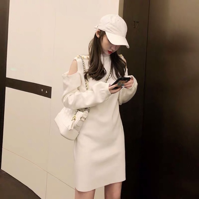 (HÀNG ORDER) Váy len mỏng khoét vai GNCM