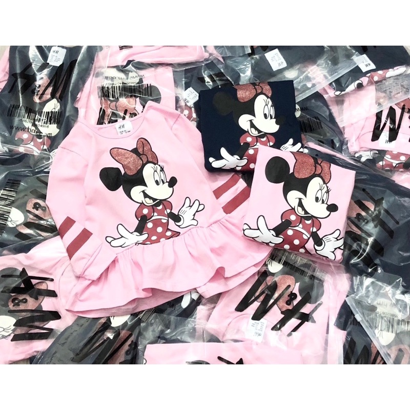 Váy cotton đuôi cá dài tay Minnie mickey HM bé gái 10-20kg