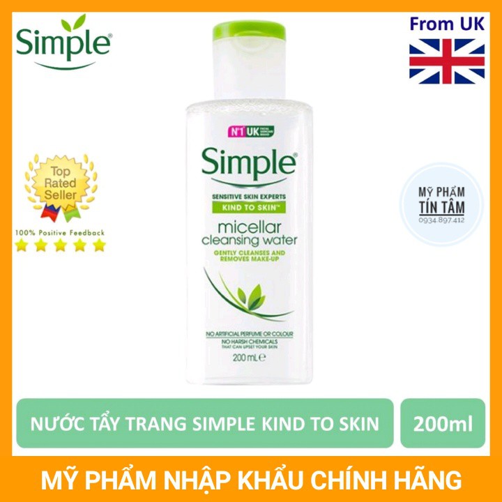 [Có Bill] Nước Tẩy Trang Simple Micellar 200ml Chính hãng