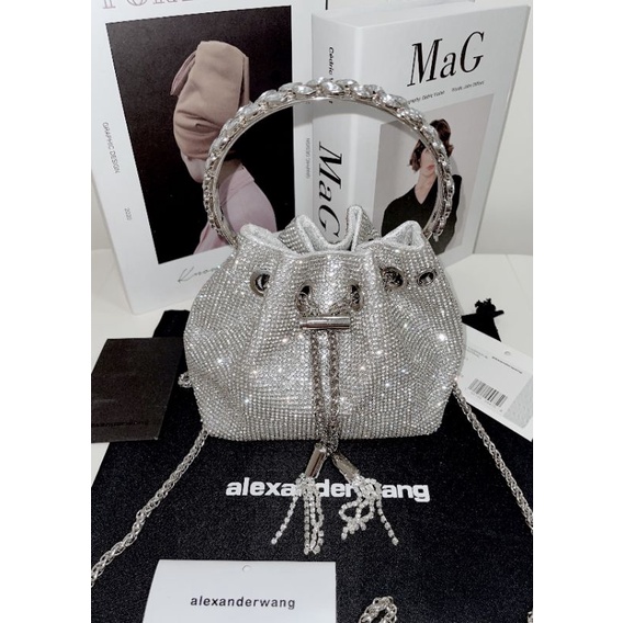 Túi xách nữ quai cầm tay gắn đá sáng lấp lánh sz15cm xinh dã manfullbox