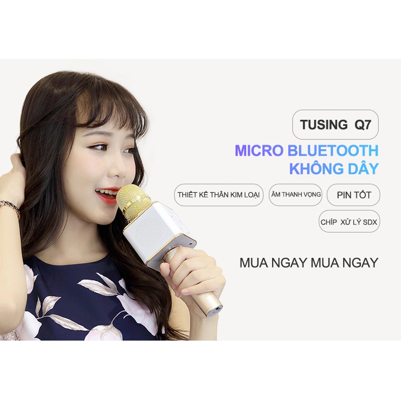 Micro karaoke tích hợp Loa Bluetooth Q7 Micro karaoke bluetooth (Vàng) - Đồ chơi giá sỉ