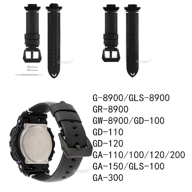 Dây Đeo Bằng Da Cho Đồng Hồ Casio G Shock Gd-100 / 110 / 120 / Ga-100 / Ga-110gb / 120 / 200 / 150 / 300 / Gr / Gw-8900 Gls-8900