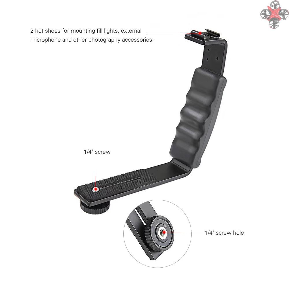 CTOY Handheld L-shaped Gimbal Expansion Bracket Holder with 2 Hot Shoe Mounts for DJI OSMO Mobile 2 for Zhiyun Smooth 4 Gimbal Stabilizer for Microphone Video Light