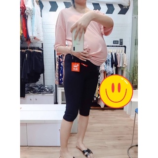 Quần legging ngố bầu cạp chéo