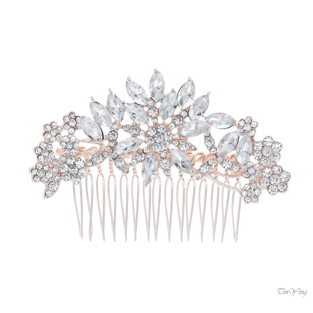 GETNOIVAS Lược cài tóc hình hoa đính đá thời trang cho nữ