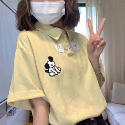 Áo polo Tay Ngắn Thêu Họa Tiết Mới Ngọt Ngào Thời Trang Mùa Hè Cho Nữ