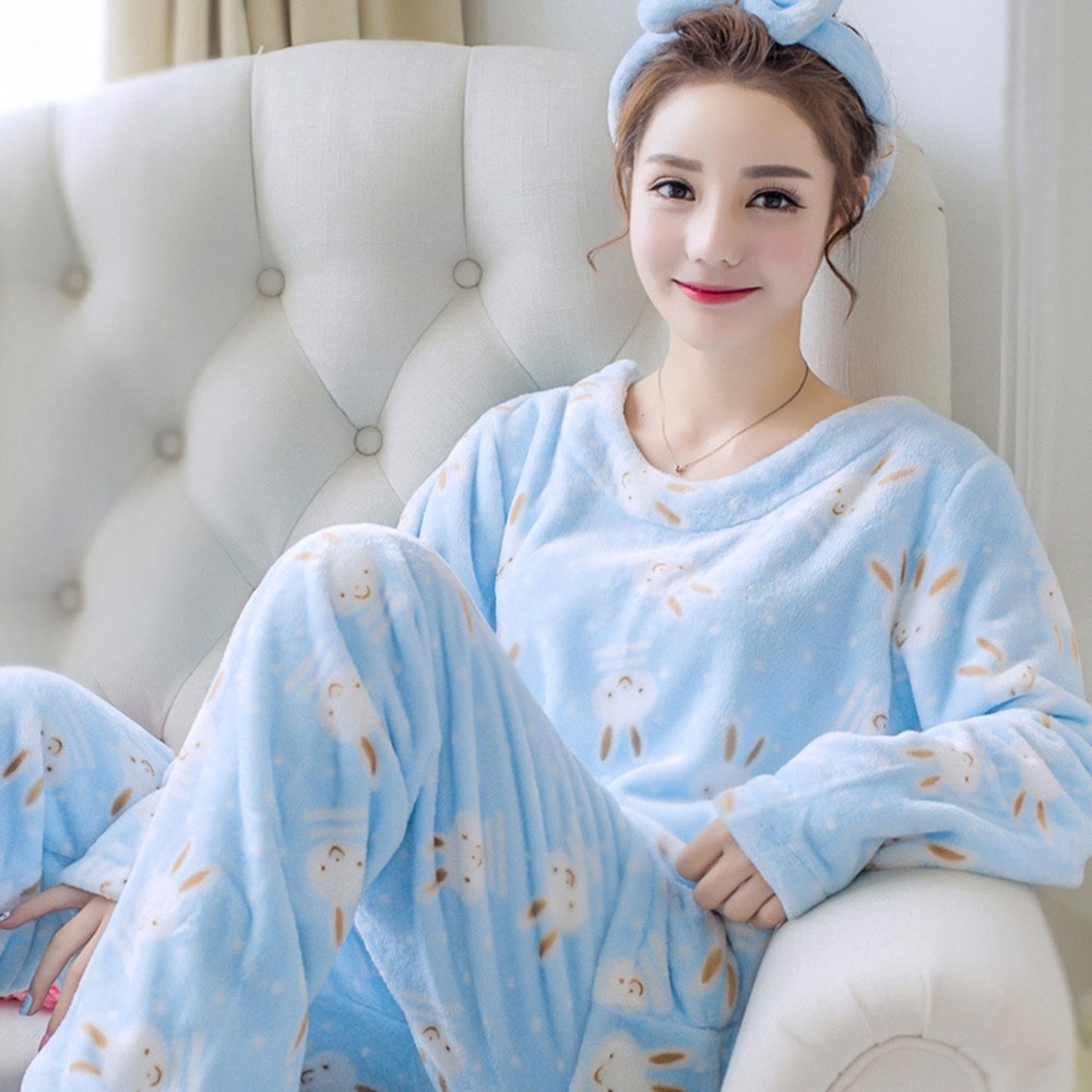 Bộ Đồ Ngủ Vải Bông In Họa Tiết Dễ Thương Size M-2Xl Cho Nữ | BigBuy360 - bigbuy360.vn