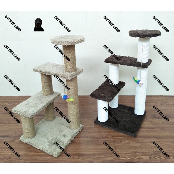 TRỤ CÀO MÓNG (CATTREE) BẰNG GỖ CHO MÈO 4 TẦNG - NHÀ CÂY CHO MÈO CÀO MÓNG, ĐỒ CHƠI MÈO MÀI MÓNG