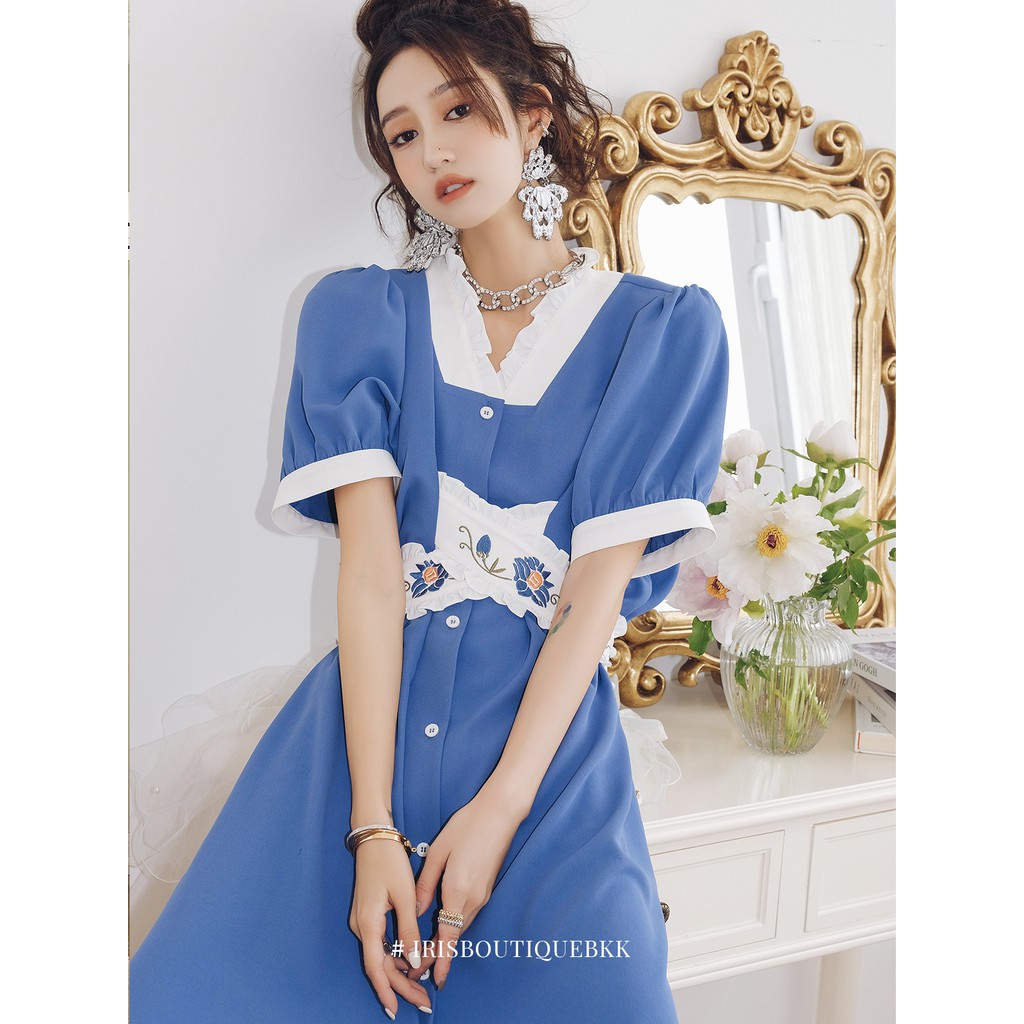 「Hàng sẵn」IRIS BOUTIQUE ID089 22/SS Blue Dearie (Size: XS ，S，M) -Đầm Maxi (SẢN PHẨM CÓ SẴN TẠI VIỆT NAM)