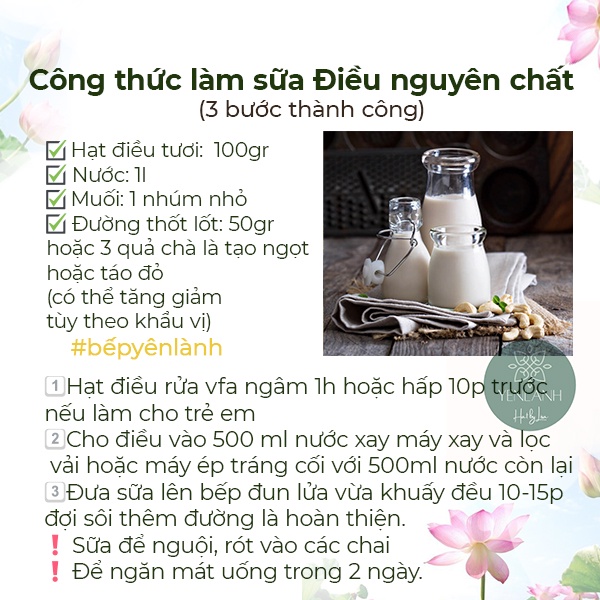 Hạt điều vỡ đôi nhiều cánh TO MỚI làm sữa điều sạch nguyên chất 250gr-500gr Yenlanhnatural