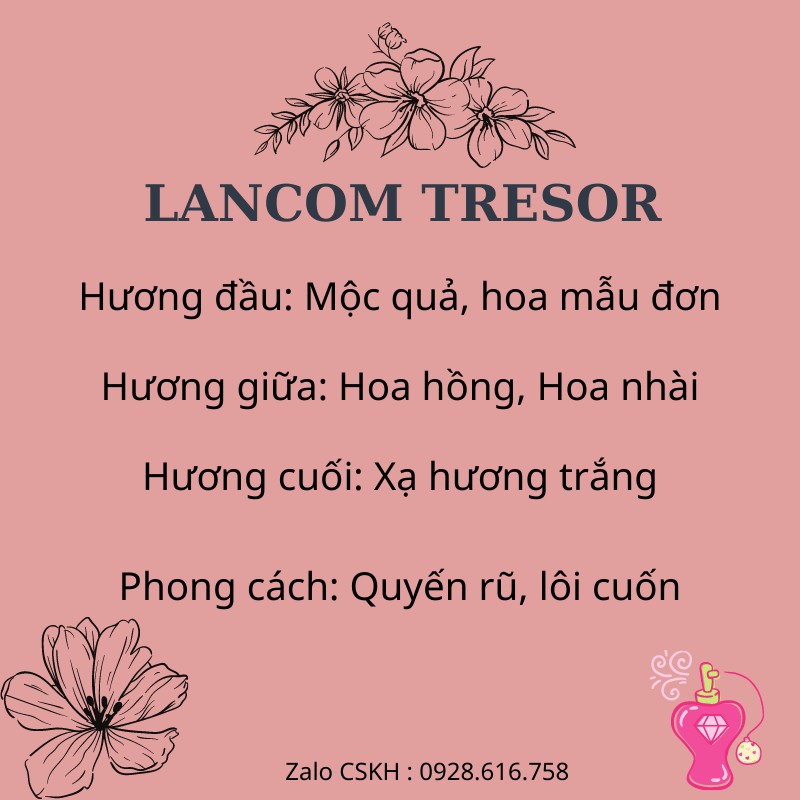 Nước Hoa mini Iancome Tresor 20ml 6D Cực Thơm Lưu Hương 12h Nước Hoa Nữ Mùi Ngọt | Thế Giới Skin Care