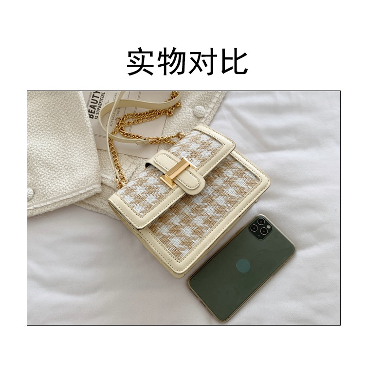 Túi Đeo JASMIN NOIR Chéo Dáng Vuông Nhỏ Họa Tiết Sọc Caro Phối Dây Xích Thời Trang Trẻ Trung Cho Nữ