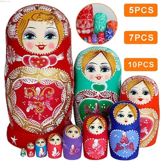 Bbyes Wooden Crate Russian Nesting Dolls Russia Traditional Matryoshka Christmas Gift