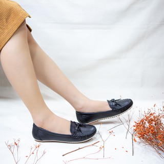 Giày Búp Bê ATTOM Da Bò Cao Cấp Đính Nơ - Giày bệt - MSP : AW10052