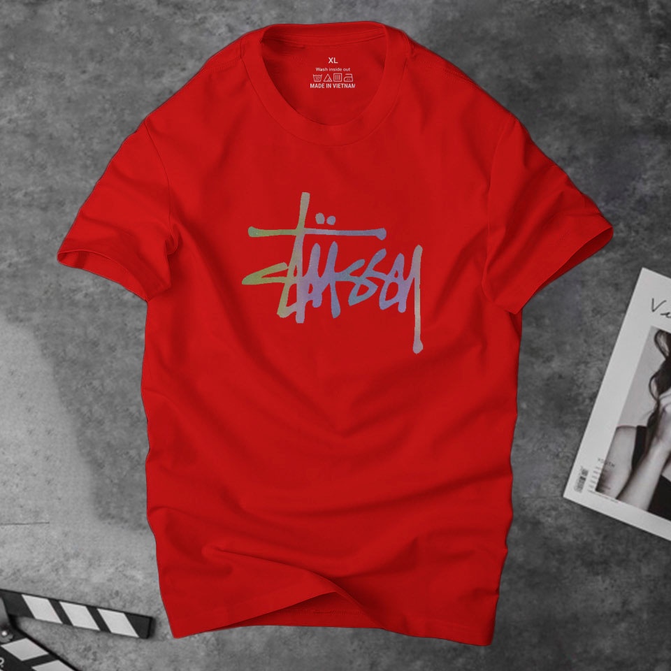 Áo thun cotton nam cổ tròn Stussy phản quang 7 màu phong cách năng động , vải Cotton co giãn,dày dặn