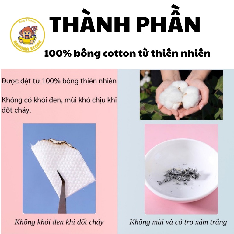 Bông rửa mặt tẩy trang khô làm sạch dành cho mọi loại da hương đào BANANA | BigBuy360 - bigbuy360.vn